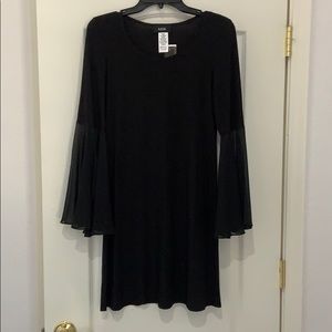 Little Black Dress with Sheer Wide Sleeves